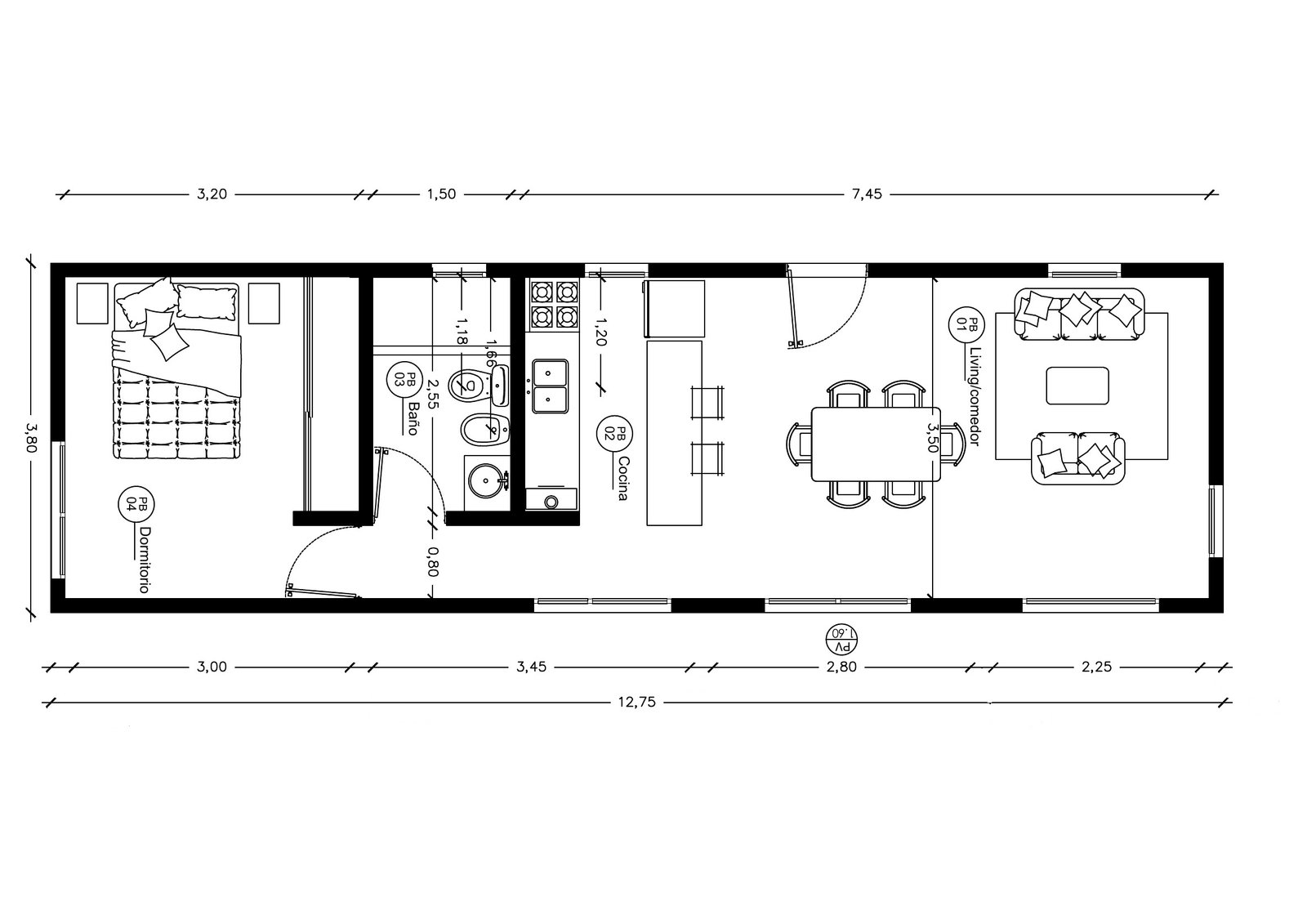 Plano 48 m2