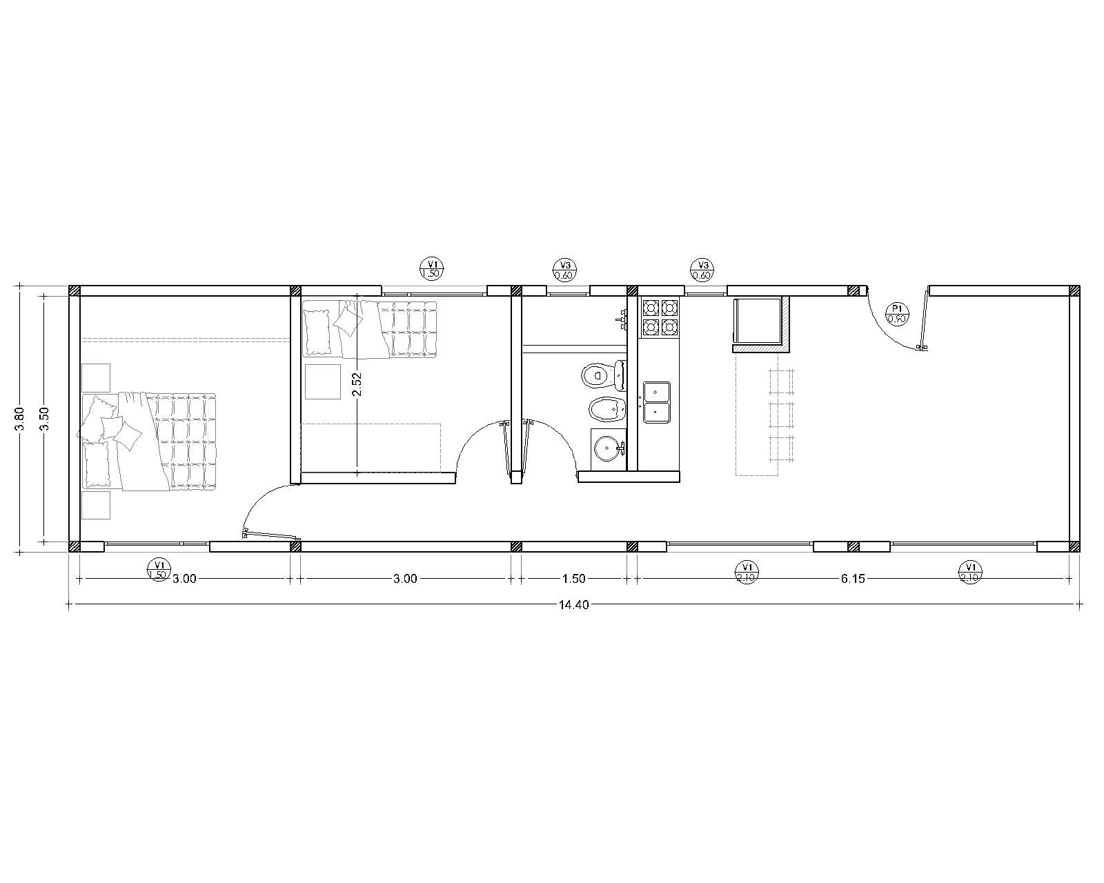 Plano 55 m2
